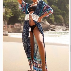 Navy Floral boho cover up, Cupshe, L